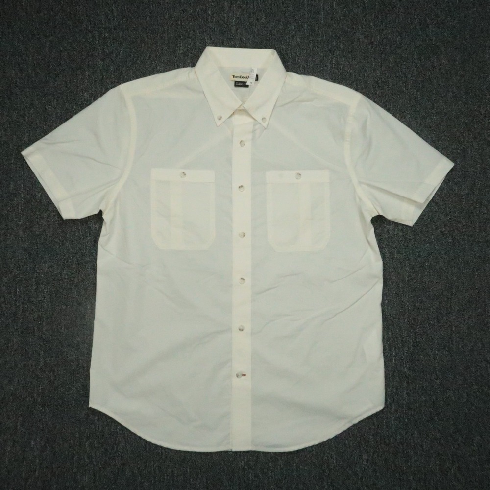 Tom Beckbe Shirt Mens Large Cream Tidewater Button Down Short Sleeve Hiking NWT